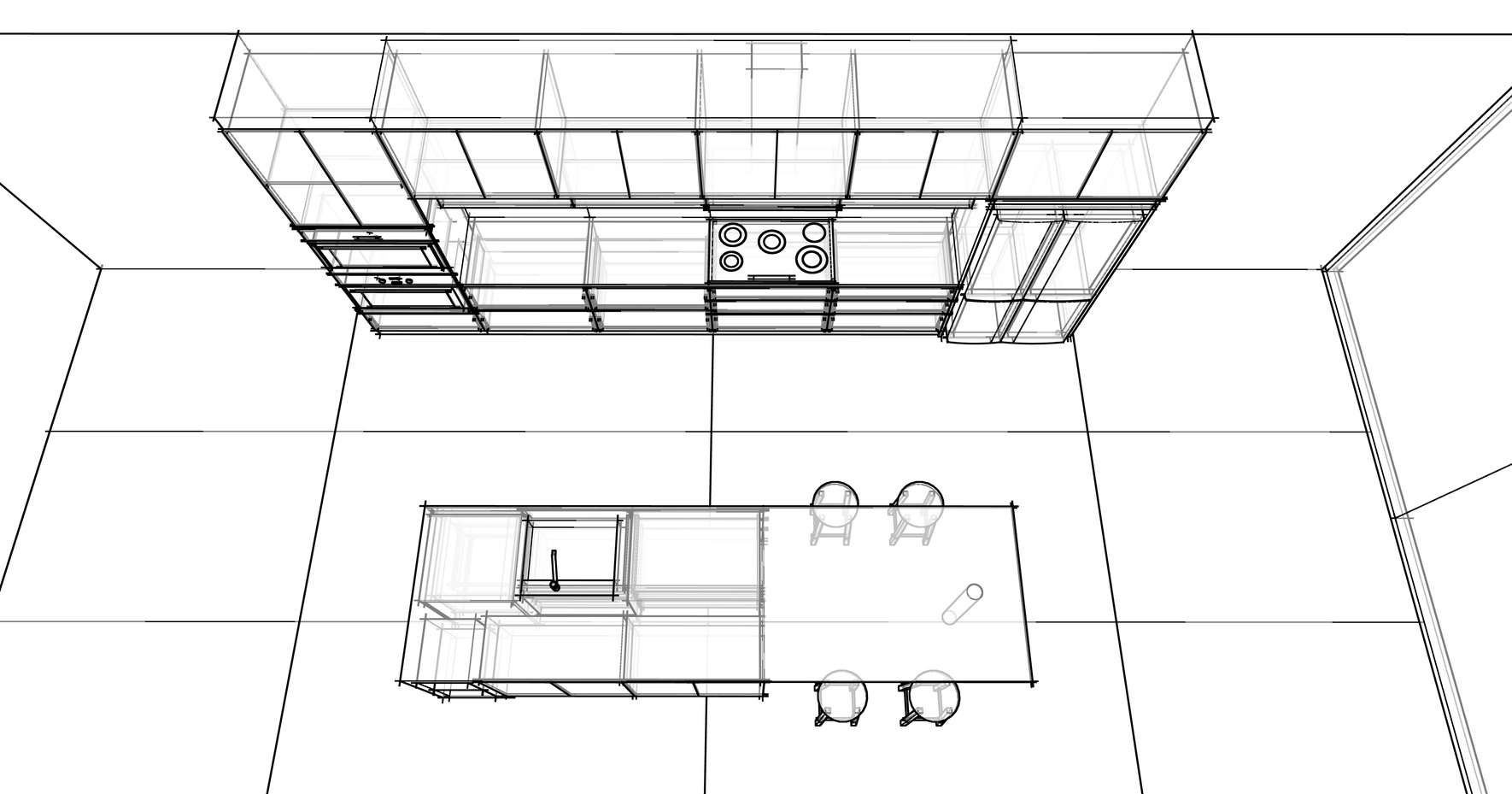 interior design sketch : modern kitchen